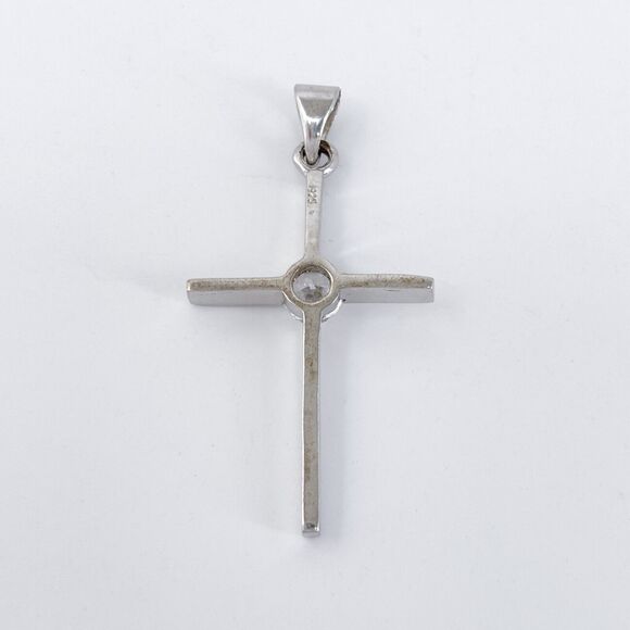 Vintage Sterling Silver 925 Cubic Zirconia Cross Pendant - Picture 4 of 7